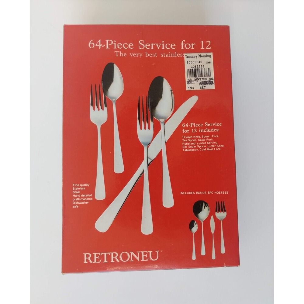 Retroneu 57-Piece Service for 10-11 Stainless Steel Hand Detailed Craftsmanship